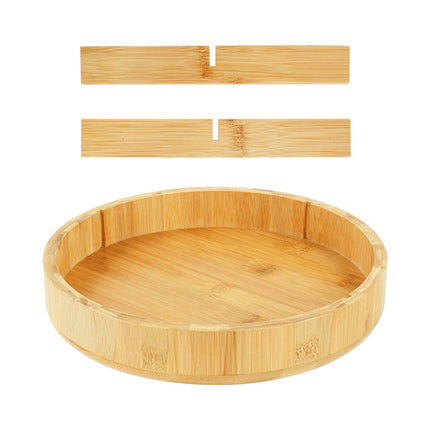 Bamboo Rotating Tray – 4 Compartments, Kitchen & Bath
