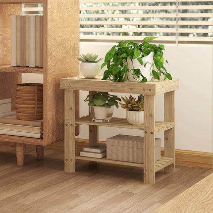 Bambus-Schuhbank mit 2 Ablagen, 50x28x45cm, Natur