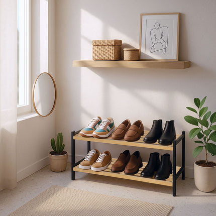 Bambus-Schuhregal, 2 Ablagen, für 6 Paar