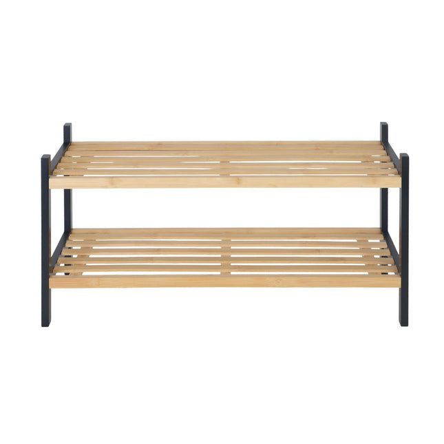 Bamboo Shoe Rack, 2-Tier Storage, Holds 6 Pairs
