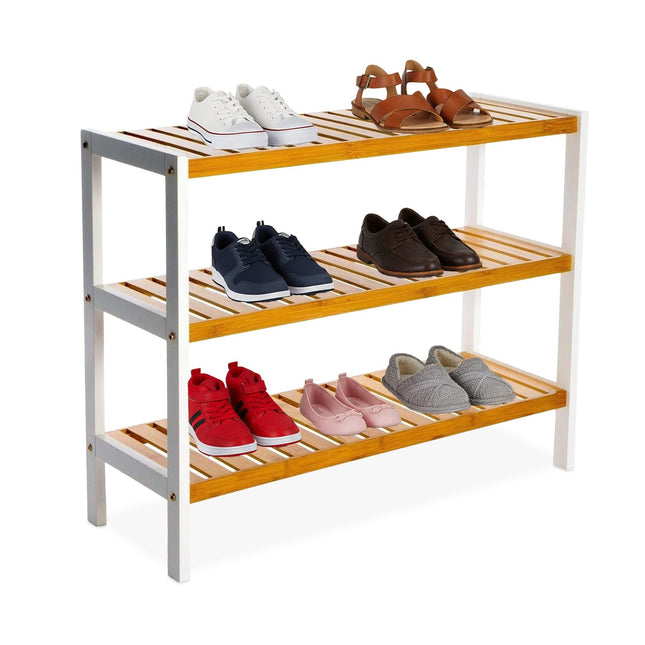 Bambus-Schuhregal, 3-stöckig, platzsparendes Design