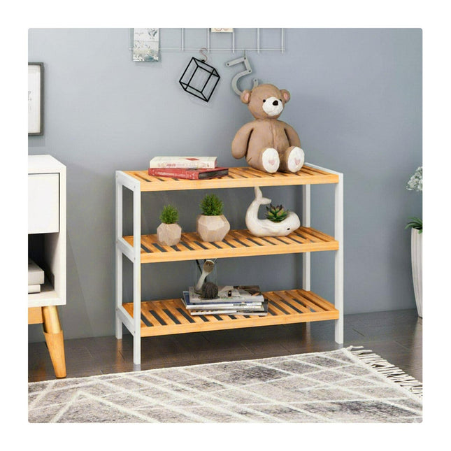 Bambus-Schuhregal, 3-stöckig, platzsparendes Design