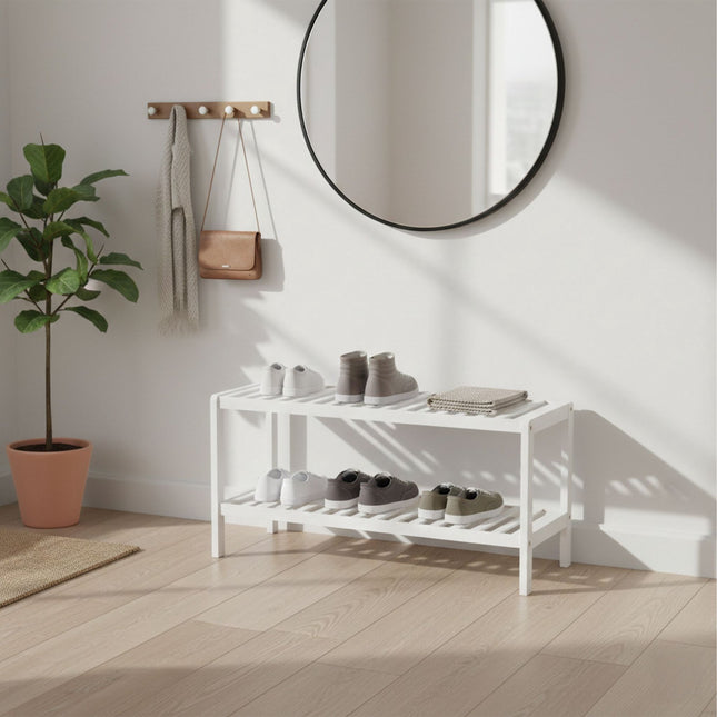 Bamboo Shoe Rack, 3-Tier, Space-Saving Design