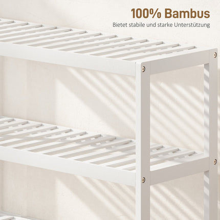 Bambus Schuhregal, 3-stöckig, weiße Oberfläche, 70x26x55 cm