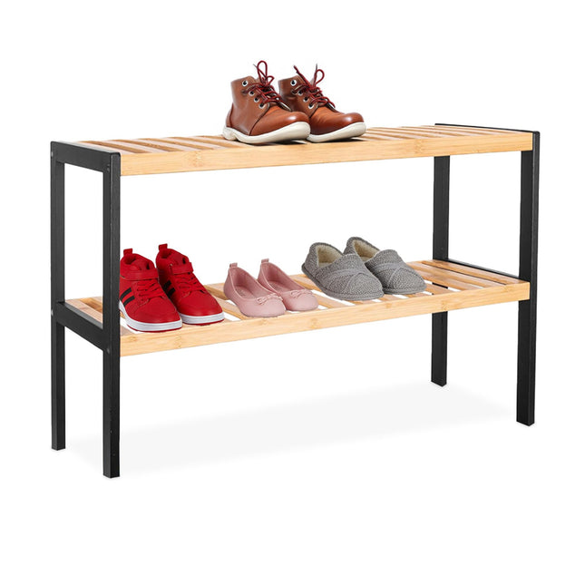 Bambus-Schuhregal – platzsparend, 3 Ablagen