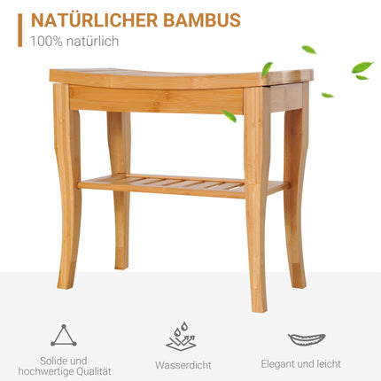 Bambus Duschhocker mit Ablagefläche, wasserfest