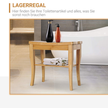 Bambus Duschhocker mit Ablagefläche, wasserfest
