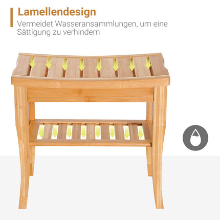 Bambus Duschhocker mit Ablagefläche, wasserfest