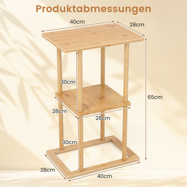 Bamboo Side Table Set with Shelves, 40x28x65 cm
