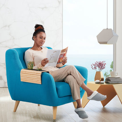 Bamboo Sofa Arm Tray with Non-Slip Pads