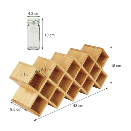 Bamboo Spice Rack with Jars – Kitchen Organizer