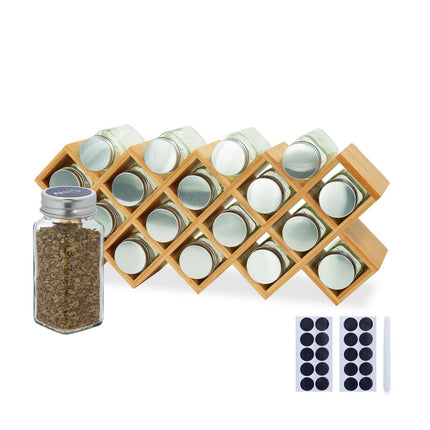 Bamboo Spice Rack with Jars – Kitchen Organizer