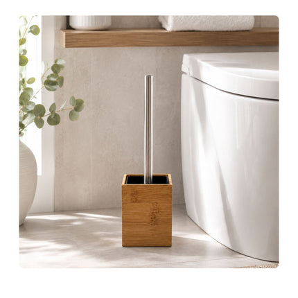 Bamboo & Stainless Steel Toilet Brush Set with Holder