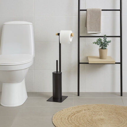 Bamboo & Steel Toilet Brush and Paper Holder Set