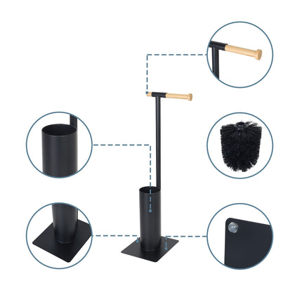 Bamboo & Steel Toilet Brush and Paper Holder Set