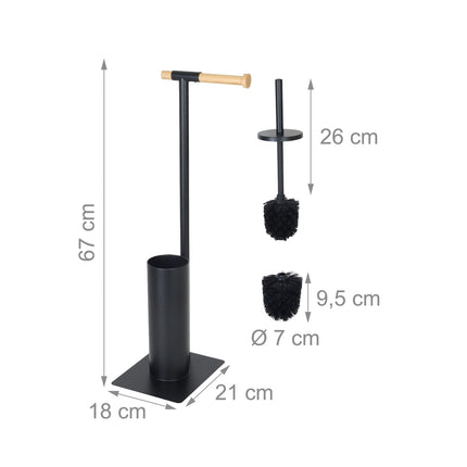 Bamboo & Steel Toilet Brush and Paper Holder Set