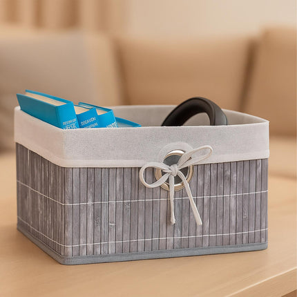 Bamboo Storage Basket Set with Fabric Lining