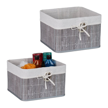 Bamboo Storage Basket Set with Fabric Lining