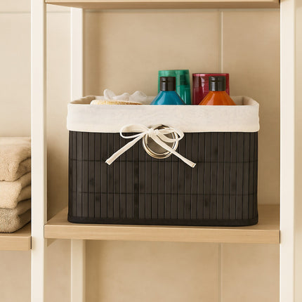 Bamboo Storage Baskets Set, Square, Fabric Lined