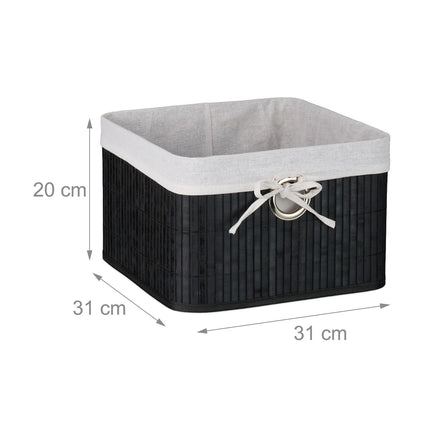 Bamboo Storage Baskets Set, Square, Fabric Lined