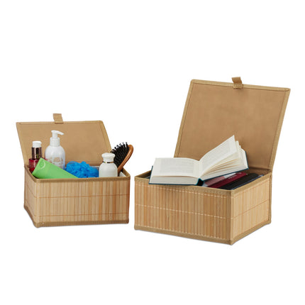 Bambus-Aufbewahrungsboxen 2er-Set – vielseitig mit Deckel