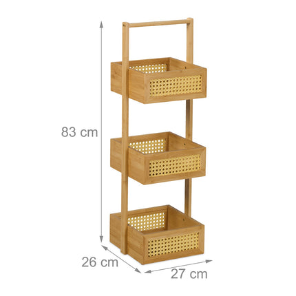 Bambusový úložný regál – 3patrový, ratanový design