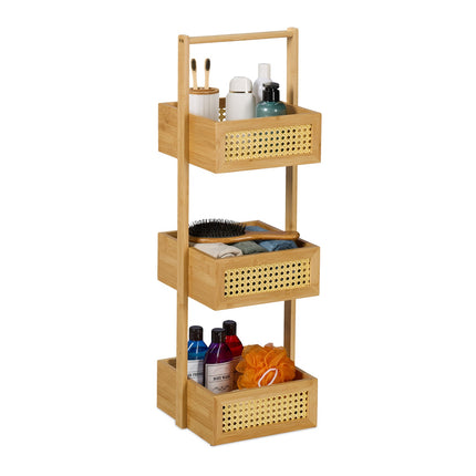 Bambusový úložný regál – 3patrový, ratanový design