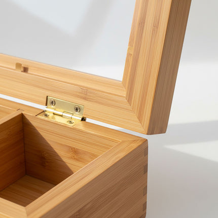 Teebox aus Bambus, 12 Fächer, Sichtfenster