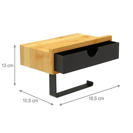 Bambus Toilettenpapierhalter mit Ablage – Wandmontage