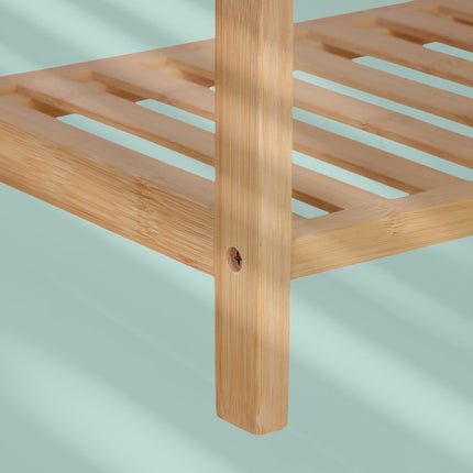 Bamboo Towel Rack with 2 Bars and Shelf
