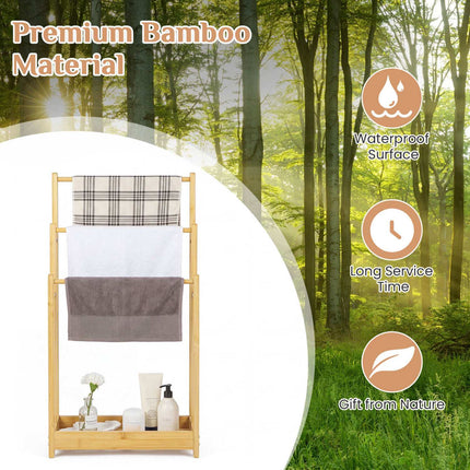 Bamboo Towel Rack with Storage Shelf, 3-Tier, Natural Finish