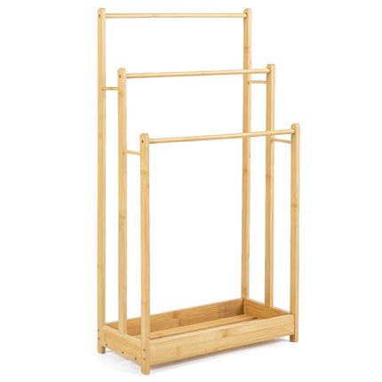 Bamboo Towel Rack with Storage Shelf, 3-Tier, Natural Finish