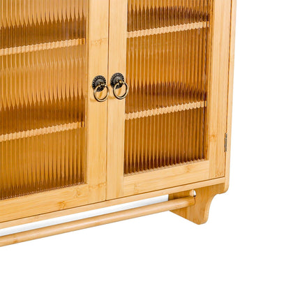 Bamboo Wall Cabinet with Towel Rack and Shelf