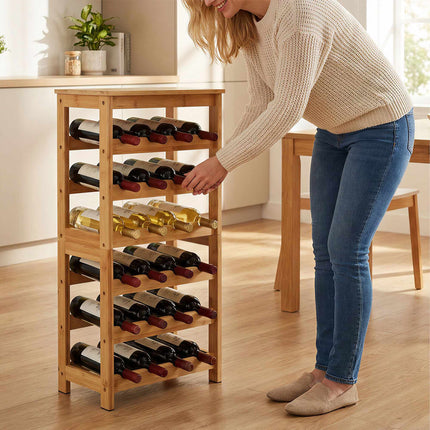 Bamboo Wine Rack, Holds 24 Bottles