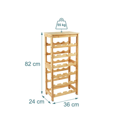 Bamboo Wine Rack, Holds 24 Bottles
