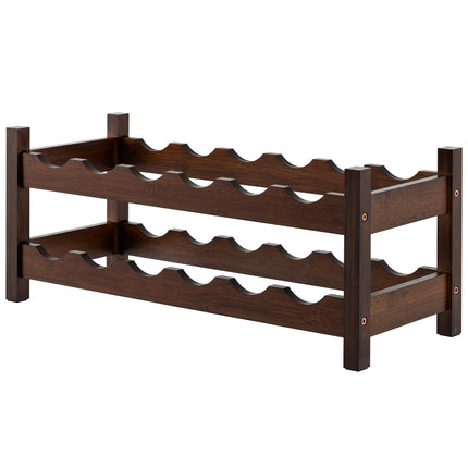 Bamboo Wine Rack for 12 Bottles, 2-Tier Holder