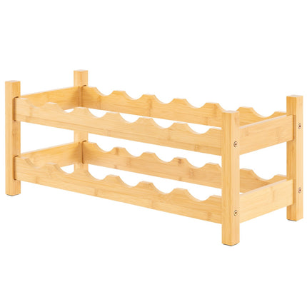 Bamboo Wine Rack for 12 Bottles, 2-Tier Holder