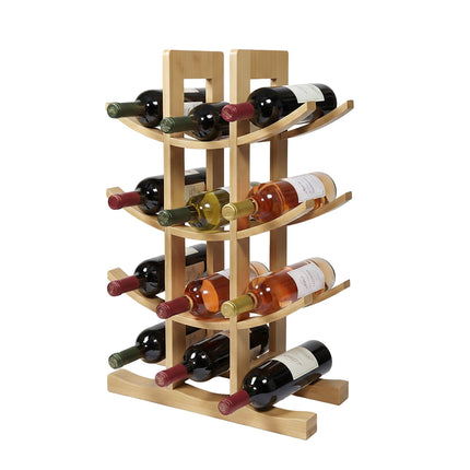 Bamboo Wine Rack for 12 Bottles, Curved Design