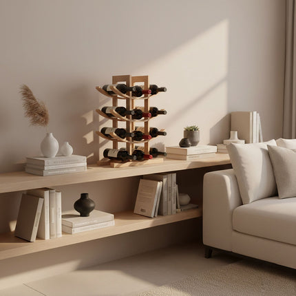 Bamboo Wine Rack for 12 Bottles, Curved Design