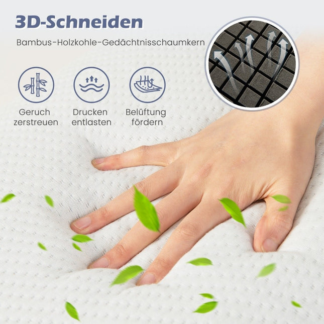 Bambus Aktivkohle Kissen 2er Set 40x60 cm Schlafkissen für schmerzlindernden Schlaf Weiß