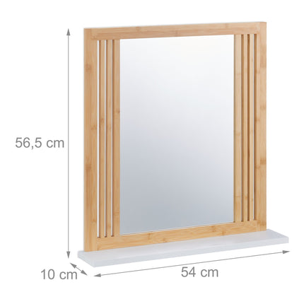 Miroir de salle de bain en bambou avec étagère