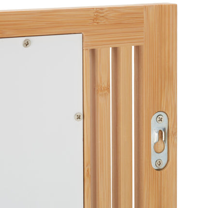 Miroir de salle de bain en bambou avec étagère
