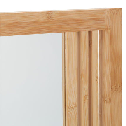 Miroir de salle de bain en bambou avec étagère