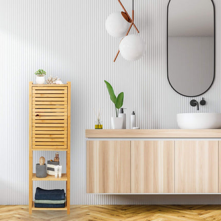 Étagère de salle de bain en bambou avec 2 étagères