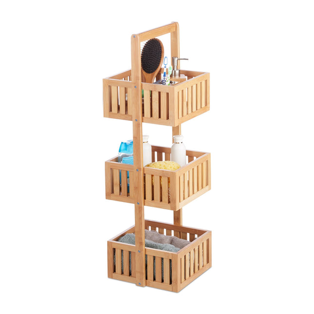 Badkamerplank van bamboe met 3 planken