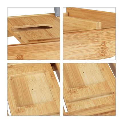 Bamboo bathroom shelf with bookend
