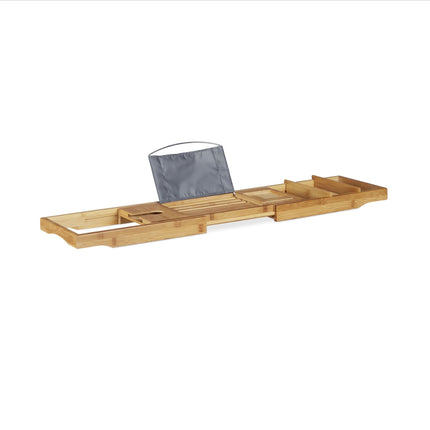 Bamboo bathroom shelf with bookend