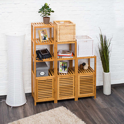 Bamboo bathroom shelf with door