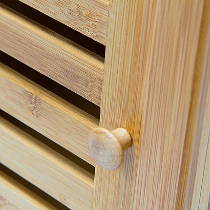 Bamboo bathroom shelf with door