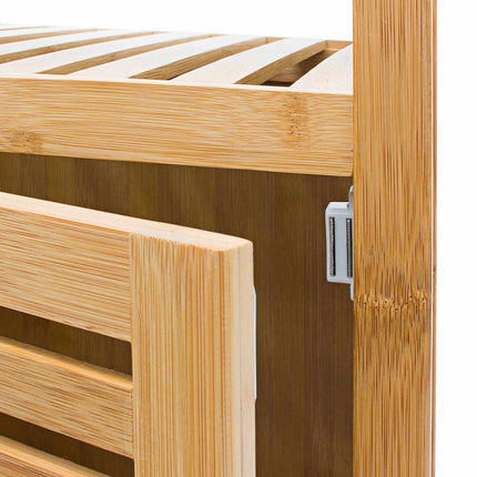Bamboo bathroom shelf with door